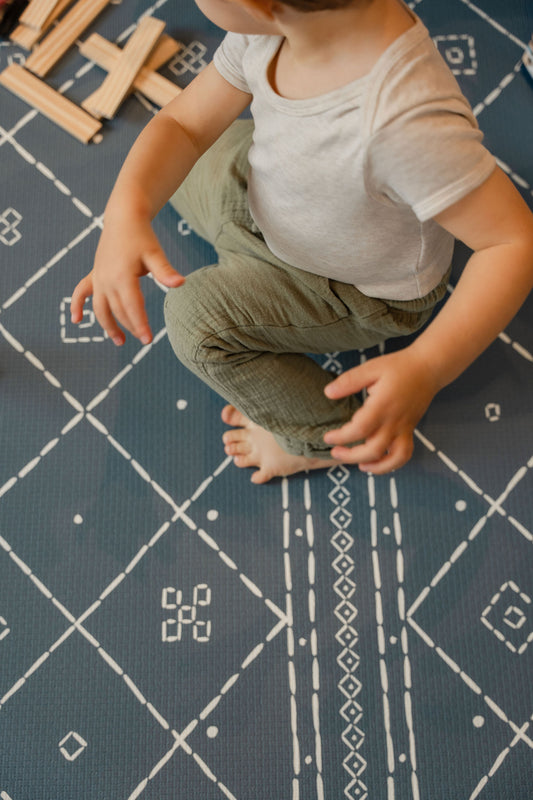 Reversible play mat BLUE BERBER