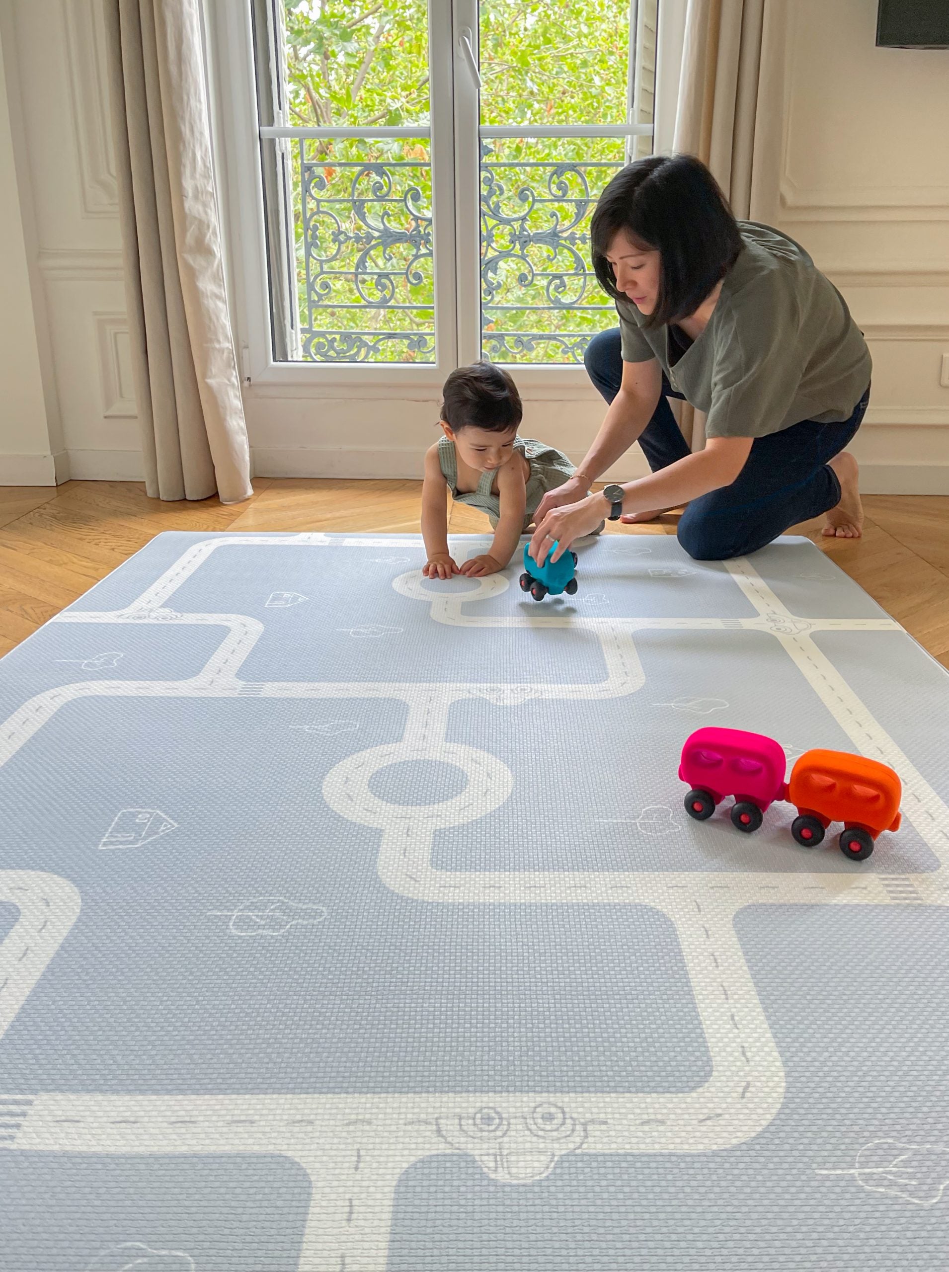 Tapis de circuit réversible Playroad – Rouler & Bouler
